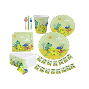 Disposable Tableware Disposable Themed Event Decoration Dinosaur Party Supplies With Plates