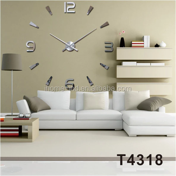 DIY Modern Fashion Art Design 3D EVA Silver Mirror Large acrylic Digital  Wall Clock Home Decor horloge reloj pared