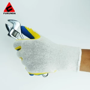 Double color latex coated working gloves double coated working latex gloves
