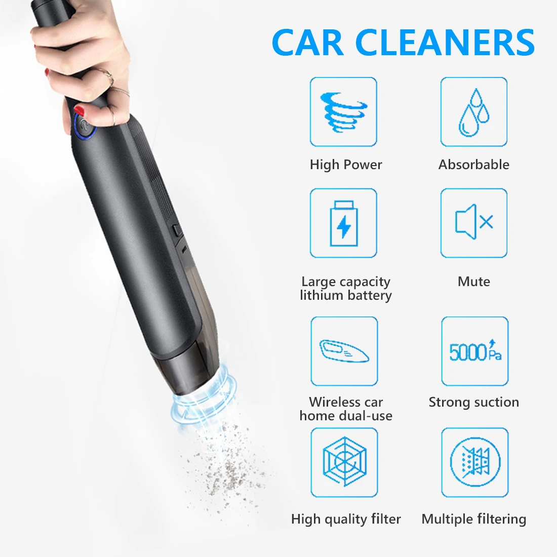 Dropship Wireless Staubsauger Powerful Cyclonic Suction Cordless Handheld Auto Vacuum Cleaner Rechargeable For Car And Home