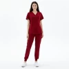 Eco- friendly Short Sleeve Jogger High Quality Designer Burgundy Custom Nurse Fashion Scrubs Uniform