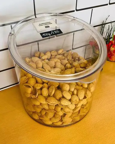 ECOBOX Food Grade Plastic Round Scoop Bin  Powder Spices Candy Storage Container