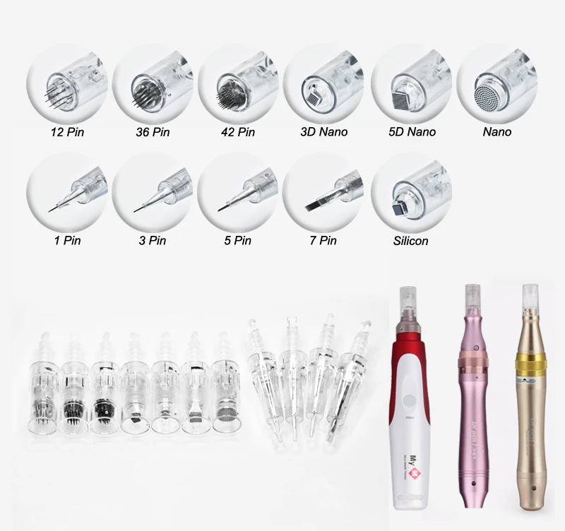 ELON-YC White Screw type/Bayonet micro needles auto micro needle derma device beauty personal care rechargeable derma pen needle