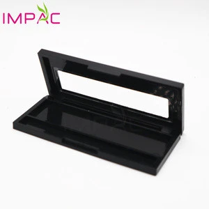 Empty color custom black plastic oblong shape eye shadow case with window