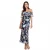 Import European and American latin womens A- line collar lace printed dancing dress floral print pencil dress from China
