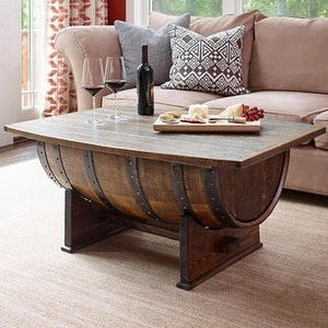 European style wooden wine barrel coffee table