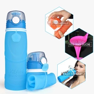 Expandable Bpa Free Collapsible Sports Silicone Foldable Water Bottle