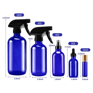 factory Boston round 1oz 2oz 4oz 15ml 30ml 60ml 120ml 250ml 500ml amber cobalt blue glass perfume spray bottle with atomizer