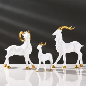 factory customized high end home decoration resin craft good luck auspicious gift animal resin statue goat sculpture