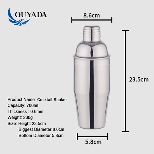 Factory Direct 700ml stainless steel shakers set per shaker kit cocktail