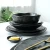 factory direct ceramic porcelain embossed black colorful glazed gold rim dinner set dinnerware for 12 people