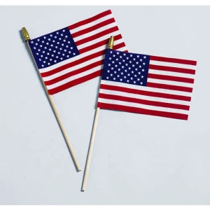 Factory Direct Sales Custom Printing Polyester  American Flags On Sticks With Wooden Rod