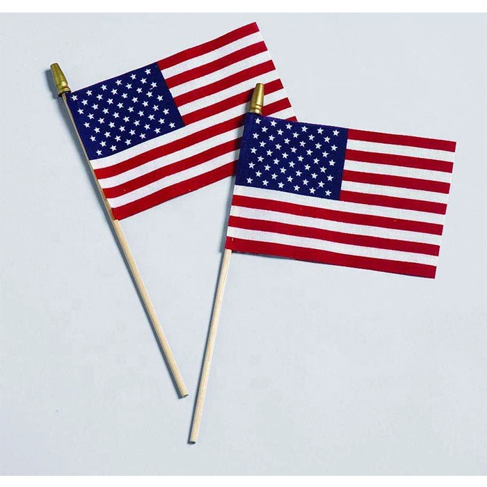Factory Direct Sales Custom Printing Polyester  American Flags On Sticks With Wooden Rod