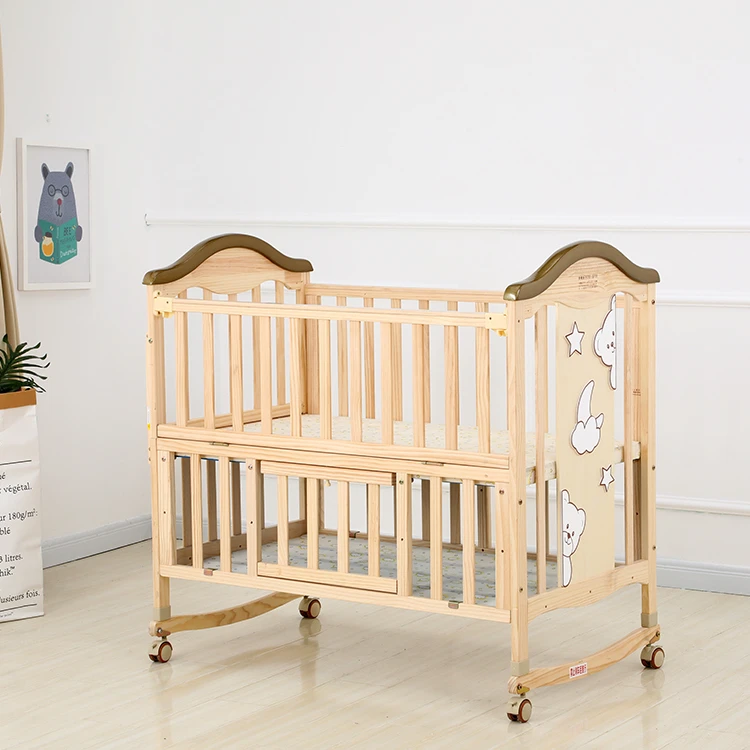 Factory directly selling baby wooden solid natural cot