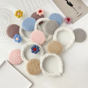 Factory Directly Selling Ins Sun Flower Headbands Mickey Ear Colorful Flower Hairbands Washing Face Plush Head Accessories