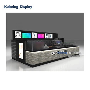 Factory Directly SGS Approved Coffee Bar Counter for sale Cafe Shop Design with wood display cabinet and other store furniture