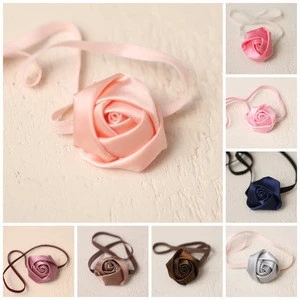 Factory Fancy Hair Sweet Flower Baby Hair Headband For Kids With Ribbon Rose Bowknot For Young Girls