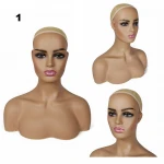 Factory Price Realistic Female  Mannequin Heads For Wig Display Jewellery Display Full Bosom Mannequin Head With Shoulders