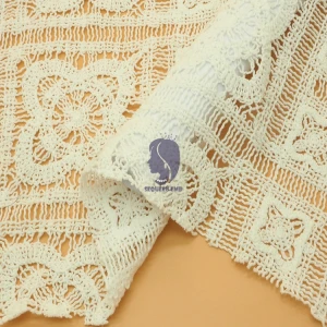 Factory supply Shaoxing Keqiao polyester white eyelet embroidery chemical lace fabric