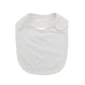 Factory wholesale custom easy fasten snap button organic cotton baby bibs cotton white baby bib