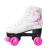 Import Factory Wholesale Genuine Leather Metal Base Pink PU Wheels Two Line 4 Wheels Skate Shoes from China
