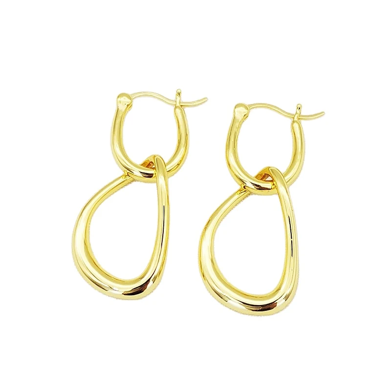 Fashion Creative Atmosphere French Earrings Exaggerated Double Ring Metal Personalized Earrings