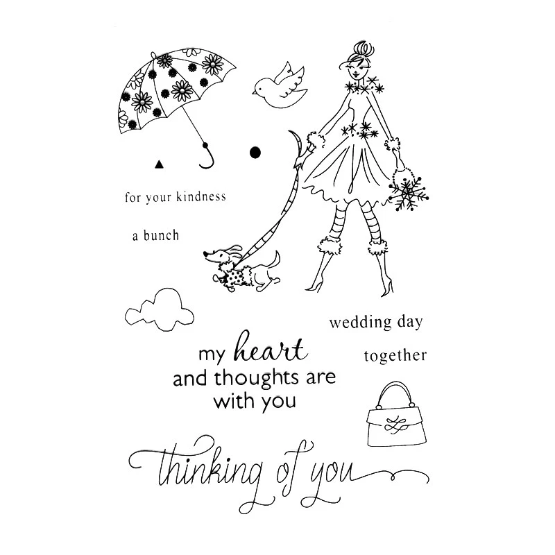 Fashion Lady Clear Stamp Wedding Day Transparent Silicone Stamps
