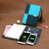 fashion montage pu leather A5 notebook with power bank and USB