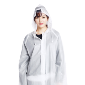 Fashion Outdoor Travel Recycled rainwear transparent foldable raincoat with hood