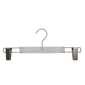 Fashion plastic hanger for trousers and jeans with metal clips