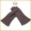 Fashion Women Cashmere Brown Cheap Touch Screen Wool Gloves with a Cute Flower on the Back