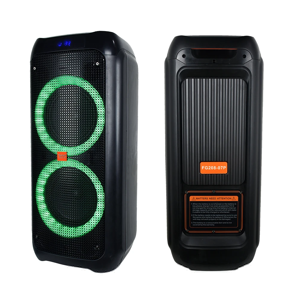 Feiyang dual 8&quot;  home theatre system portable bluetooth TWS party speakers with wireless MIC FG208-07P