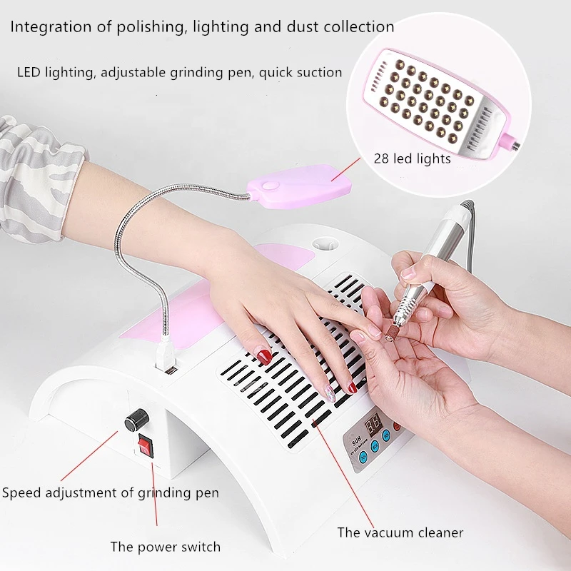 Five-in-one Nail Lamp Multifunction  Nail Drill Machine with Dust Collector