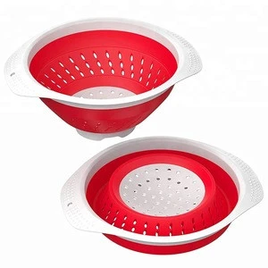 flexible silicone foldable kitchen sink colander basket fruit strainer