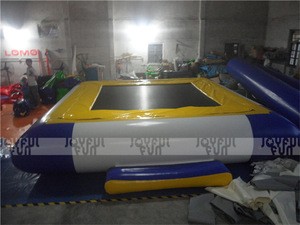 Floating water park toy rectangular inflatable jumping trampoline for sale