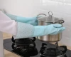 flower cuff flocklined extra long rubber kitchen dish washing cleaning household gloves