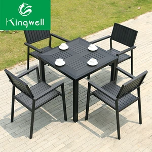 Foshan Furniture Outdoor Garden Chairs Plastic Wood Coffee Table Set