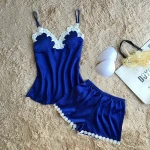 free shipping chinese supplier high quality lace embroidered women pajamas comfort sleepwear with  pj set