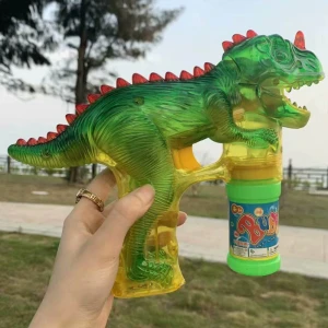 Funny kids electric light up transparent animal blaster shooter toy dinosaur bubble gun for boys