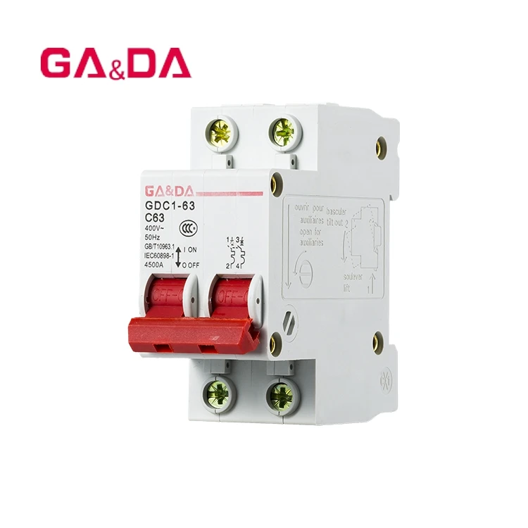GADA Vacuum moulded case type miniature circuit breaker 2 pole 63 amp elcb