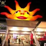 Giant sun shiny holiday decoration inflatable hanging sun with glasses