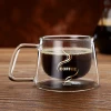 Glass Coffee Mug Handgrip Kitchen Water Tea Cup Drinkware Double Wall Mugs 200ml