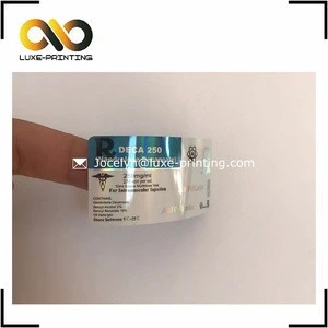 Glossy hologram pharmaceutical 10ml injection steroid vial labels