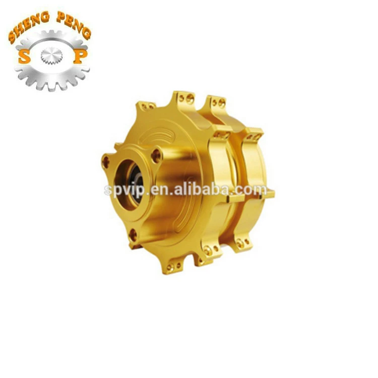 Gold anodised machine spare parts, central / cnc machine parts motorcycle wheel hubs