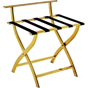 Gold Color Stainless steel folding Hotel Luggage rack with back