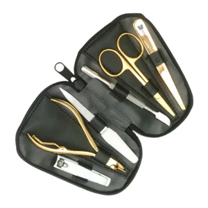 Gold plated with Heart Shape Leather Case Manicure Kit Nail care set Manicure Set Pedicure kit Beauty Instruments