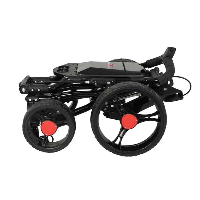 Golf Cart with brake and Umbrella holder  4-wheel Golf Push And Pull Cart  Aluminum alloy Golf Trolley Easily Fold Bag Carts