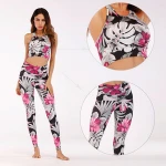 gym fitness /*2pou PRINT SHORTS & sports bra SET active wear top