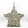 Hand woven natural plant straw rop silver star-shape wall hanging kitchen storage baskets