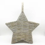 Hand woven natural plant straw rop silver star-shape wall hanging kitchen storage baskets